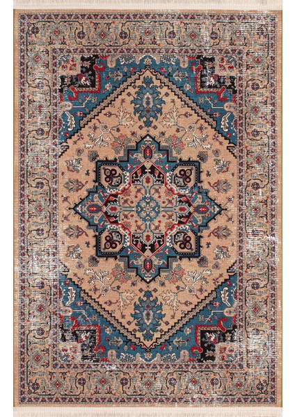 Sahra Halı Makinede Yıkanabilir Dokuma Şönil Kilim Etnik Eskitme Desen Vintage ev oda halısı