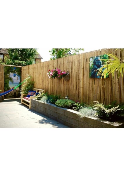 Bambu ve hasır balkon ve bahçe çiti, 1x5 metre, şık ve dayanıklı çözüm