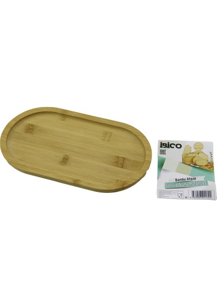 Oval Ahşap Bambu Servis Sunum Tepsi - Tahtası Mini Tepsi 25 x 14 x 1.4cm (4390)