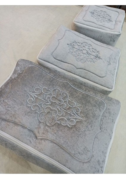 Kadife Hurç 3'lü Set, Gri, Şık ve Kullanışlı Eşya Saklama Çözümü