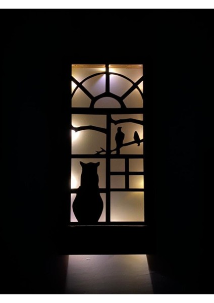 Şık Ahşap Ledli Duvar Dekoru 36x18cm, Ev ve Antre İçin, Kahverengi fiyatları