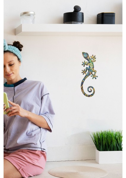 1 Parça Gekko 3 Boyutlu Dekoratif Reçine Salon Balkon Dış Duvar Süsü Hediye Uğur Getirsin Çok Renkl