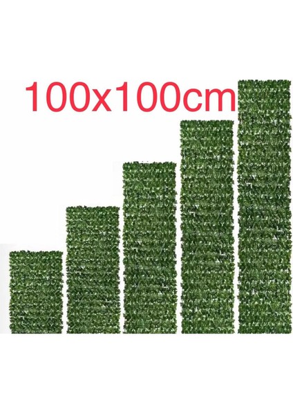 100 x 100 Bahçe Balkon Sarmaşık Çit Dekoratif Büyük Yapraklı Sarmaşık Çit 1m/2m/3m/4m/5m Jüt Cn Yeş
