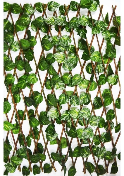Yeşil Yapay Sarmaşık Yaprak Çit Bahçe Balkon Çiti 140 cm x 60 cm Bambu 250 x 270
