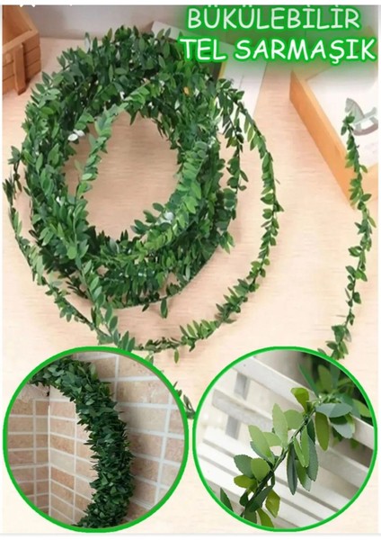 Doğa 1metre Tel Sarmasik Ev Dogalgaz Boru Dekor Balkon Susu Plastik 1 Parça Yeşil