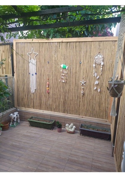 120 cm x 7 Metre Doğal Bambu Çit Hasır Kamış Bahçe Çiti Balkon Çiti Dekorasyon Gölgelik Çit