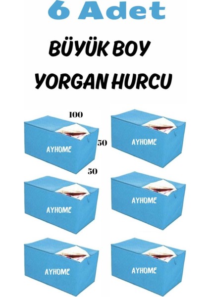 Mavi Setli 6'lı Kutu ve Sandık Tipi Yorgan Hurçları