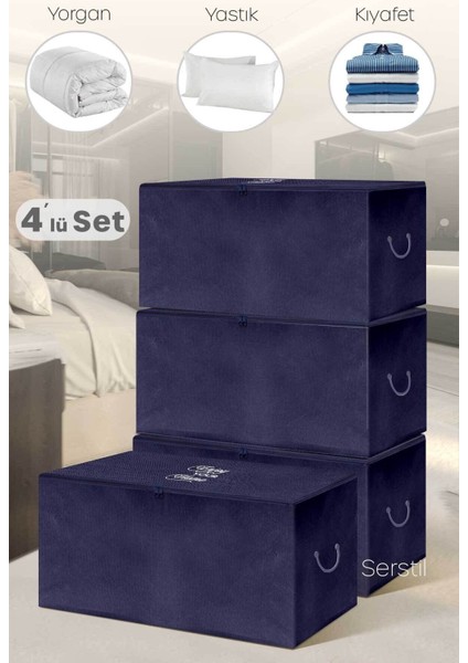 4 Adet Orta Boy Lacivert Hırka Saklama Kutusu 63X40X34 cm fiyatları