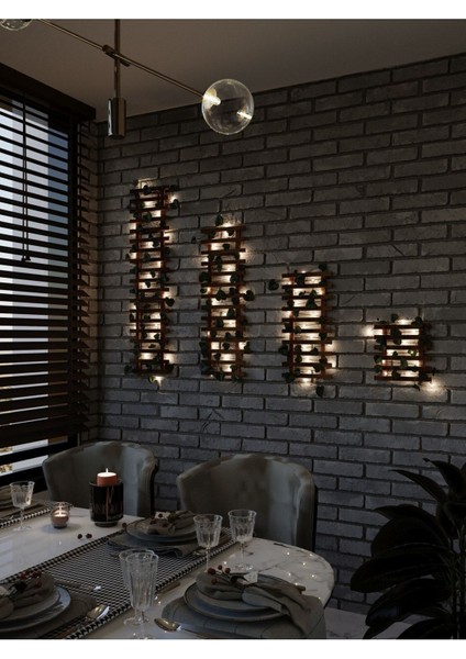 Ahşap Pilli Ledli Çamağacı Ahşap Saksı Sarmaşıklı Standı Çiçeklik Kış Bahçesi Balkon Dekor Yapay Çi