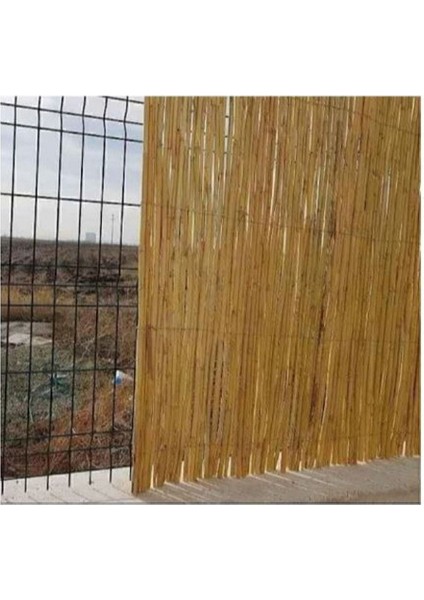 38 x 58 Bambu Kamış Hasır Bahçe Çiti Gölgelik Balkon Çiti 1 Metre x 6 Metre Plastik Bej Tr