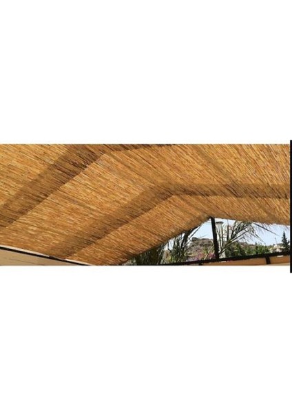 38 x 58 Bambu Kamış Hasır Bahçe Çiti Gölgelik Balkon Çiti 1 Metre x 6 Metre Plastik Bej Tr