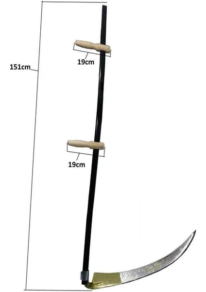 Komple Tırpan - Metal Saplı 6 Parça Set - Ahşap Elcik 70 cm