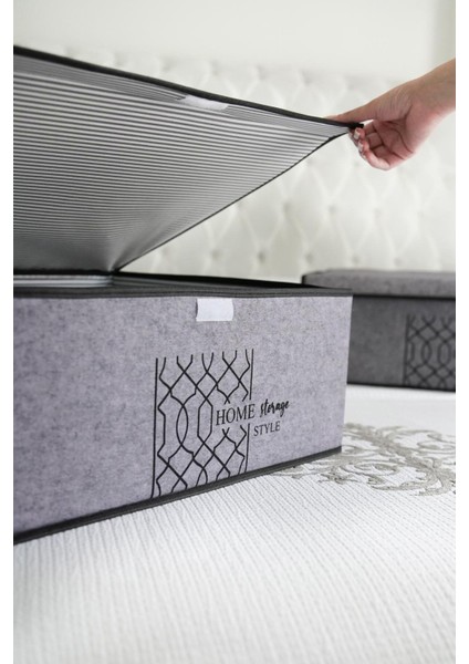 Gri Keçe Kapaklı Baza Kutusu 50X40X19 Cm, 3'lü Set fiyatları