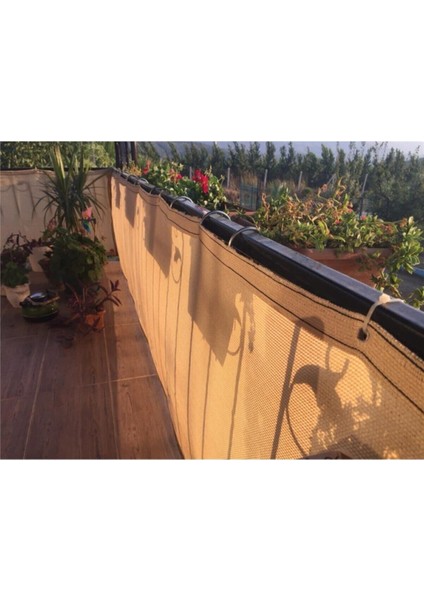100 x 1000 1X10 Krem Balkon Demiri-Korkuluğu Örtüsü Balkon File Gölgelik Krem File