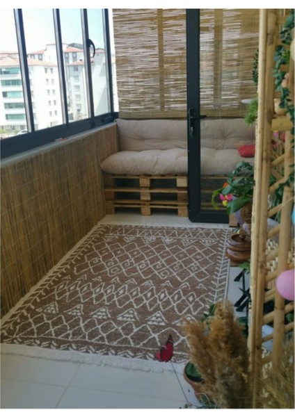 50 x 200 50 CM.X2M. Kamış Hasır Balkon Çiti Hasır Haki