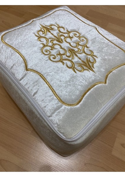 Kadife Nişan Hurcu, Gold Işlemeli Çeyizlik Bohça, 40 Cm, Krem fiyatları