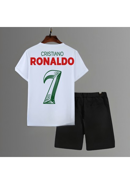 Portekiz Milli Takım Forma Cristiano Ronaldo Futbol Sırt Baskılı Unisex Tişört T-Shirt Şort Takımı
