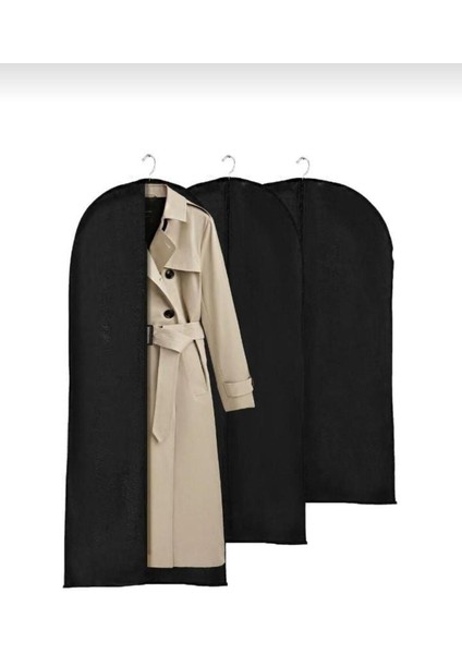 5'li Uzun Boy Siyah Tela Kılıf, 60X160, Nonwoven, Abiye Elbise Koruma Seti