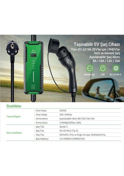 3.5 Kw Taşınabilir Şarj Cihazı