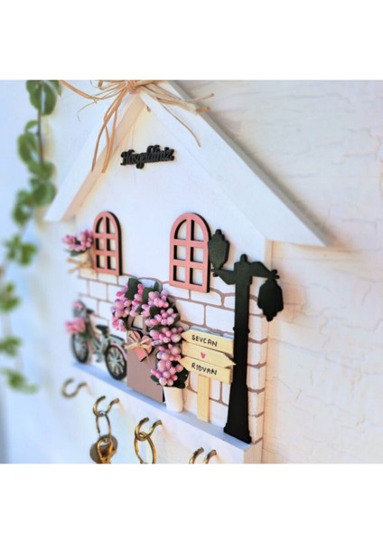 Pudra Renkli Anahtarlık Askısı, Hoş Geldiniz Yazılı Duvar Süsü, 27X27 cm modelleri