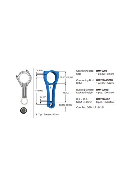 Pıston Kolu 240PS 204DTA Dıscovery Sport L550 19 Dıscovery 5 L462 16 R.r Evoque Cabrıo L538 17 19 R.r Sport 2 L494 16 R.r Velar L560 17 Jaguar Ajd V6 Xf Sportbrake X260 17 Xf 2 X260 17 E-Pac