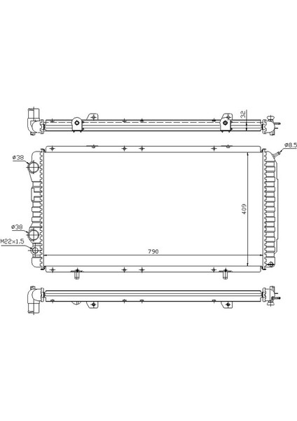 Radyatör Boxer-Ducato-Jumper 97-02 1.9d-2.5d-2.8hdı Ac Mek 790X415X34