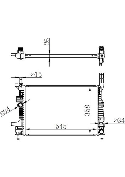 Motor Su Radyatoru Fucus Iıı 1.5tdcı 1.6tdcı 95PS 115PS 12 Yenı Connect 14 1.5tdcı 1.6 Tdcı Olcu 545 358 26