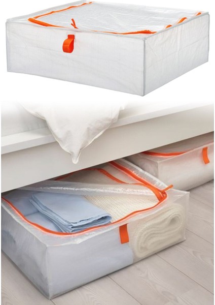 Beyaz 55X49X19CM Fermuarlı Yatak Altı Saklama Kutusu DF025