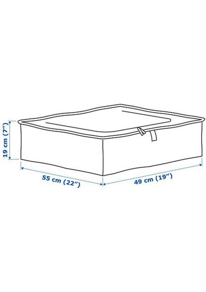 Beyaz 55X49X19CM Fermuarlı Yatak Altı Saklama Kutusu DF025