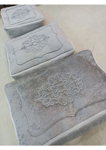 Kadife Işlemeli 3'lü Bohça Seti, Nişan ve Düğün Için Şık ve Zarif Hediye fiyatları