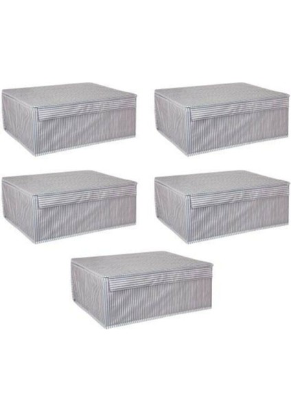 5 Adet Kapaklı Çok Amaçlı Çamaşır ve Saklama Hurçları, Kutu ve Baza Için Gri