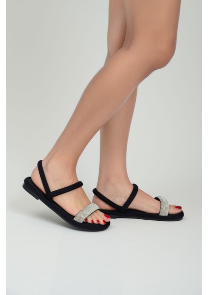 Orthopedix Şık Kadın Sandalet Scuba Kumaş Taşlı QR25205 fiyatları