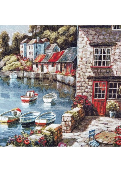 Modern Deniz Manzaralı Tekstil Goblen Dokuma Tablo Kumaşı fiyatları