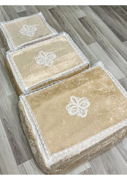 Kadife Güpürlü Bohça Seti, Nişan ve Söz Organizasyonu Için 3'lü Paket modelleri