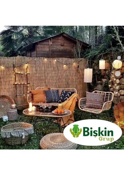 Bambu 200CM Yükseklik x 250CM Genişlik Doğal Bambu Kamış Hasır Çit Dekoratif Bahçe Balkon ve Duvar