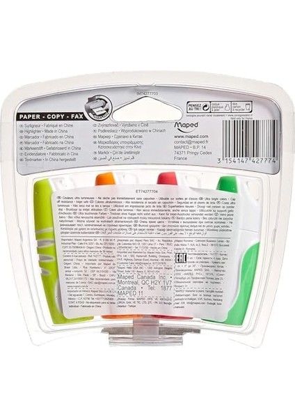 742777 Fluo Peps Mini Fosforlu Kalem 4 Lü
