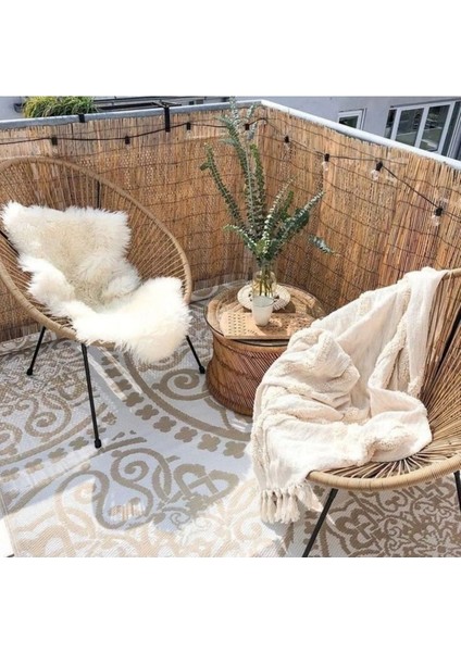 90x300 cm Sarı Hasır Bahçe ve Balkon Çiti, Gölgelik ve Dekorasyon için ideal