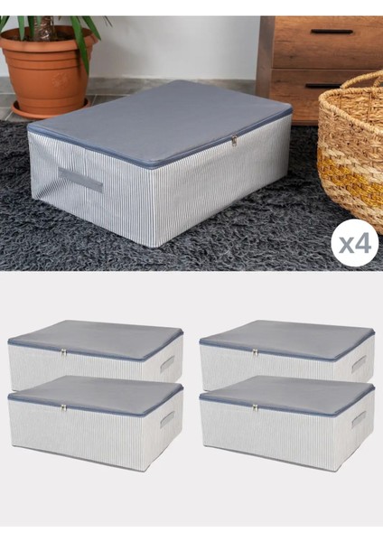 4'lü Mega Boy Baza Altı Bavul Içi Dolap Düzenleyici Organizer, 75X40X20, Gri