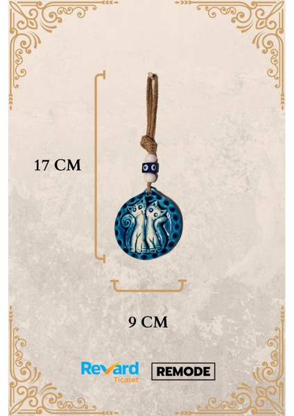 Sevimli Seramik Kedi Desenli Yuvarlak Çok Amaçlı Duvar Süsü 9X17 cm fırsatları