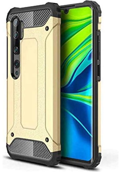 Xiaomi Mi Note 10 ile Uyumlu Kılıf Zore Crash Zırh Tipi Koruyucu Çift Katmanlı Silikon Kapak,gold
