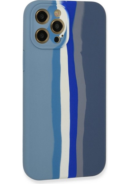 Iphone 12 Pro Kılıf Ebruli Lansman Silikon - Mavi-Gri Drstr modelleri