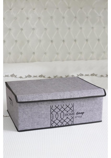 Keçe Kapaklı Baza Kutu Gri 50X40X19 Cm, Şık ve Kullanışlı Saklama Çözümü fiyatları