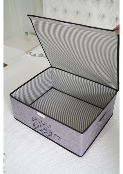 Keçe Kapaklı Baza Kutu Gri 50X40X19 Cm, Şık ve Kullanışlı Saklama Çözümü indirimleri