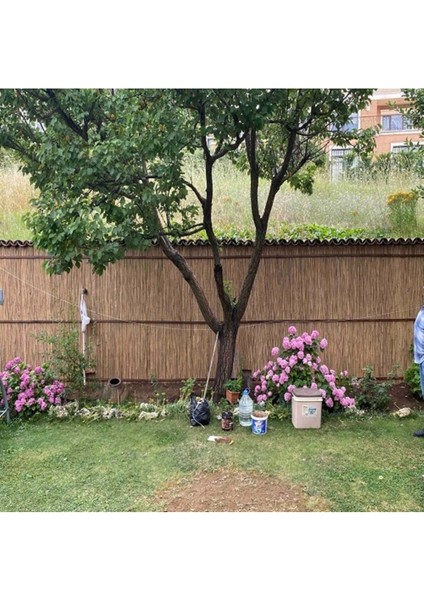 2x6 m doğal kamış hasır balkon çiti, şık ve dayanıklı koruma çözümü, gri renk