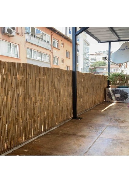2x6 m doğal kamış hasır balkon çiti, şık ve dayanıklı koruma çözümü, gri renk