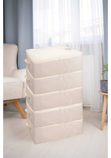 5'li Büyük Boy Krem Baza Altı Düzenleyici Hurç 62X46X22, Geniş ve Kullanışlı Depolama Seti