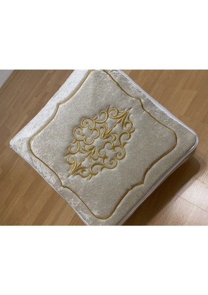 Kadife Gold Işlemeli Cappuccino Bohça 35X30 Cm, Nişan ve Düğün Hediyesi