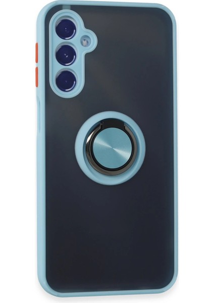 Samsung Galaxy M34 5g Kılıf Montreal Yüzüklü Silikon Kapak - Buz Mavi Drstr