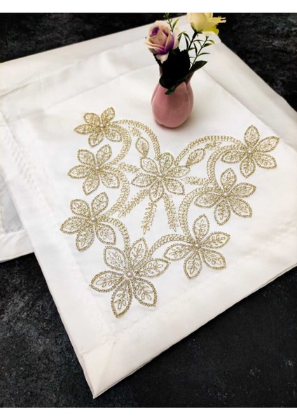 Saten Bohça Dantelli Çeyizlik, Ekru Renkli, Zarif ve Şık Hediye Paketi