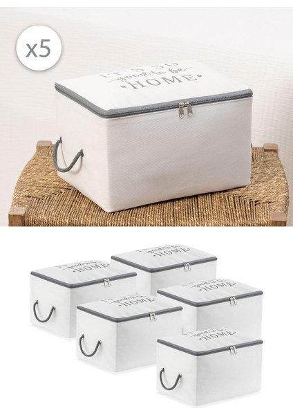 Beyaz-Gri Baskılı Küçük Boy Baza Altı Çorap ve Organizer Seti